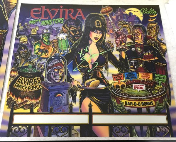 ELVIRA AND THE PARTY MONSTERS AUTOGRAPHED BANNER