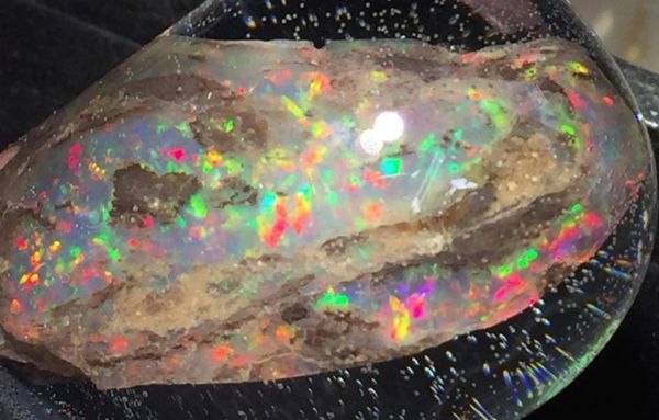 SOLD-Spectacular FIRE, LARGE Black Crystal OPAL Virgin Valley NR