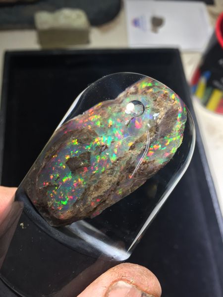 SOLD-Spectacular FIRE, LARGE Black Crystal OPAL Virgin Valley NR