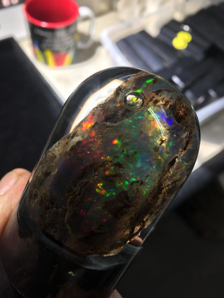 SOLD-Spectacular FIRE, LARGE Black Crystal OPAL Virgin Valley NR