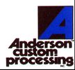 Logo with a large blue 'A' and text Anderson custom processing.