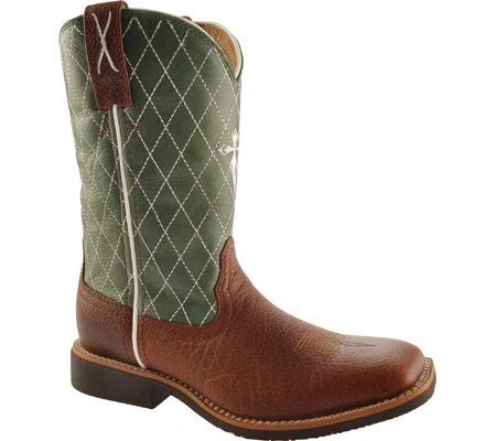 Twisted X Youth "Cowkid" Work Western Boot Cognac Glazed Pebble/Lime