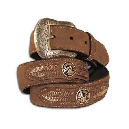 Nocona Western Belt Mens Leather Laced Conchos Copper