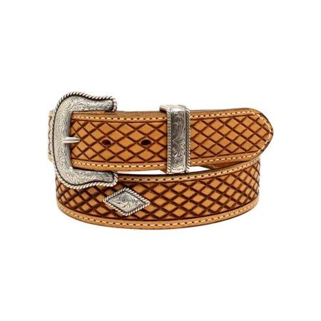 Nocona Western Belt Mens Basketweave Tooling Fort Worth