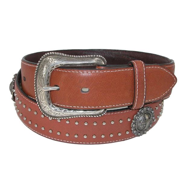 Roper Men's Leather 38mm Belt with Cross Conchos