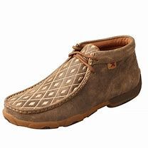 Womens Driving Mocs With Tan Diamond Pattern On Foot