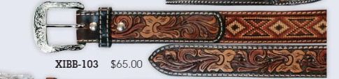 Men's Aztec beaded leather belt