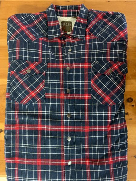 Roper red and blue plaid sherpa lined jacket