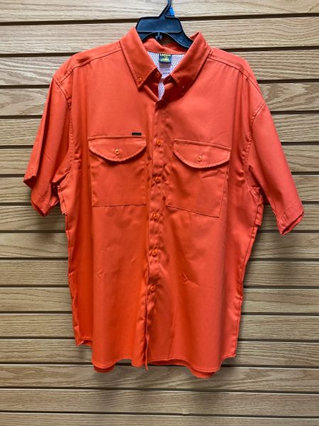 Mens Short Sleeve Orange Fishing Shirt