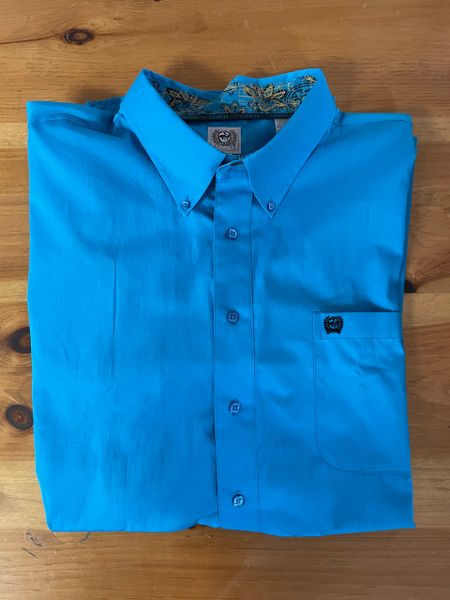 Men's turquoise long sleeve button down shirt