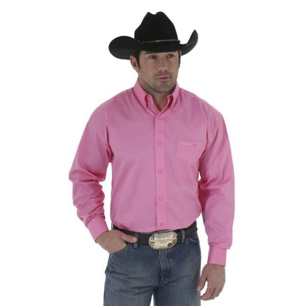 Men's Wrangler Pink L/S Shirt