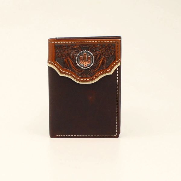 mens brown trifold wallet