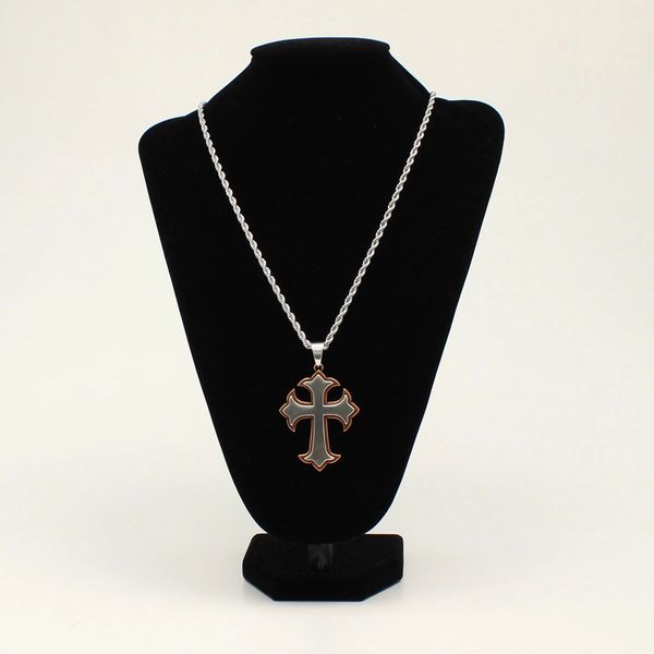 TWISTER MENS NECKLACE 2-TONE CROSS