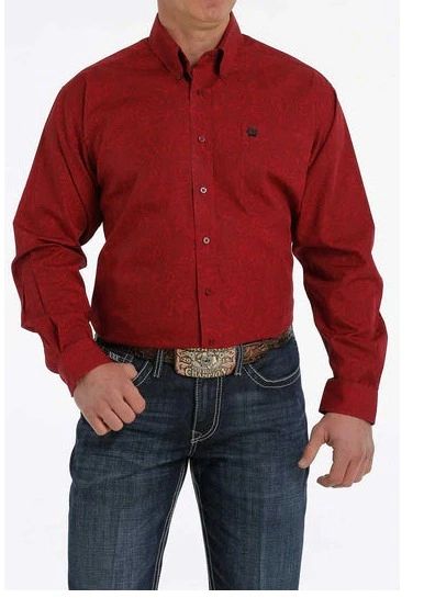 CINCH MENS RED WITH BLACK PAISLEY