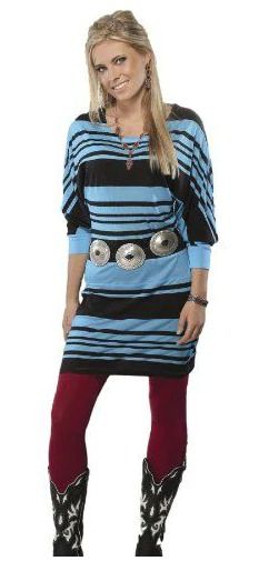 Women's Cruel Girl Turquoise and Black Stripe DresS