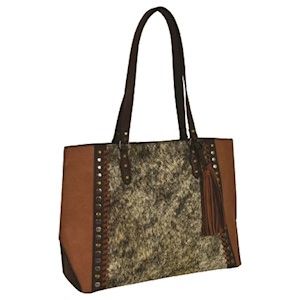 TONY LAMA TOTE COGNAC WITH HAIR ON