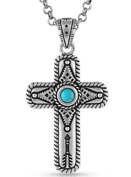 Faith on Point Turquoise Cross Necklace