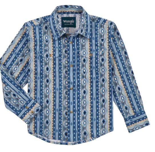 Wrangler Boys Checotah® Long Sleeve Shirt - Blue
