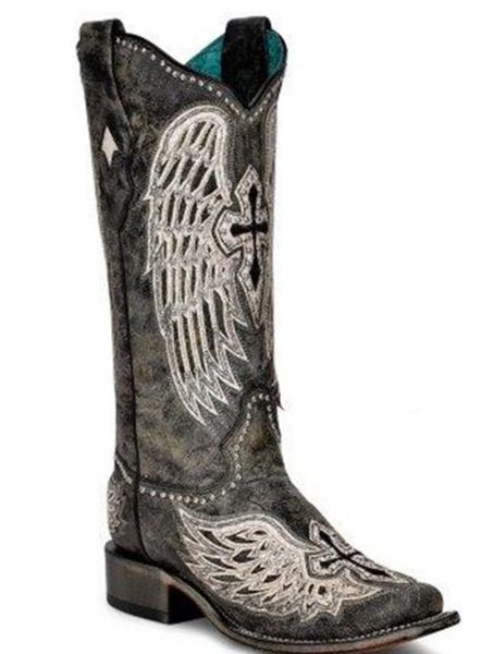 CORRAL WOMEN'S CROSS & WINGS TALL WESTERN BOOTS - SQUARE TOE