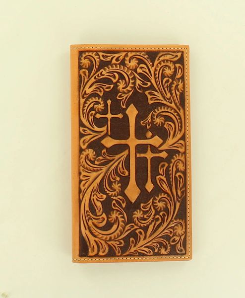 NOCONA LEATHER WALLET 3 CROSSES TOOLED