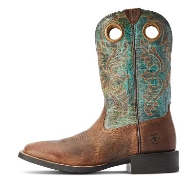 Ariat® Men's Sport Rodeo Brown & Turquoise Square Toe Boots