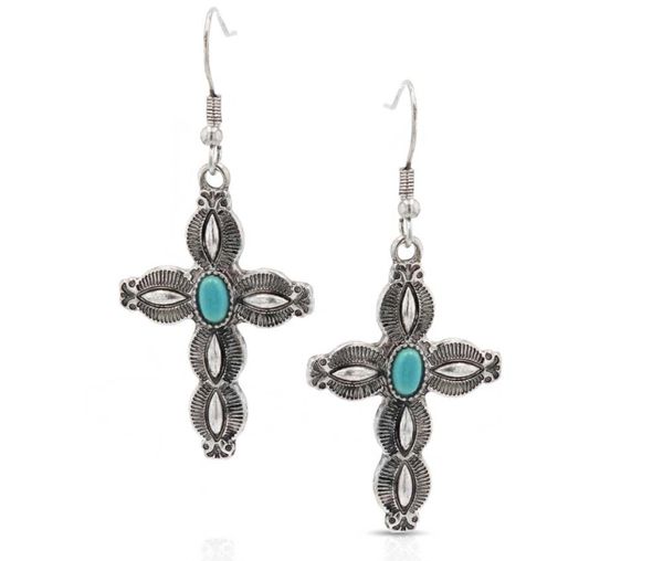 Montana Silversmiths, Faithful Expression Cross Earrings, AER5420 By Montana