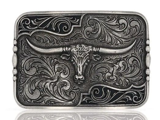 Antiqued Longhorn Attitude Buckle By Montana