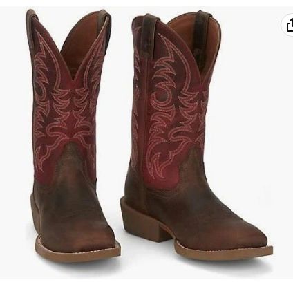 Justin Boots Men`s Justin Syrup Brown Water Buffalo 12` Chili Pepper Red Top