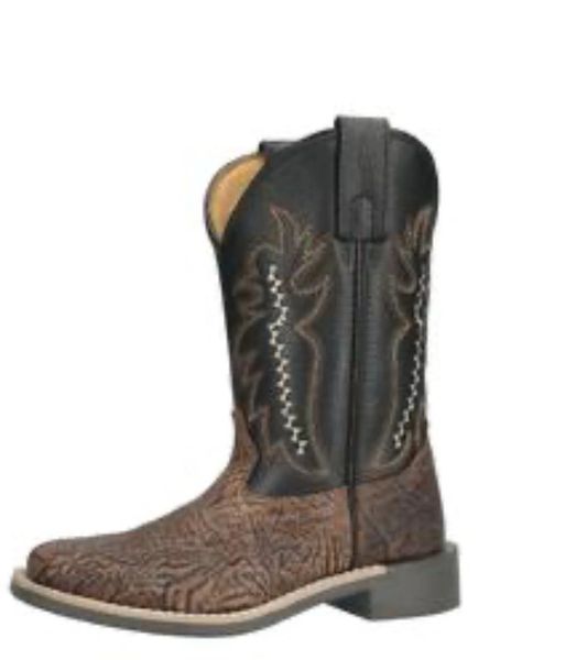 Sm Mountain Western Boots Boys Presley Square Toe Brown Black