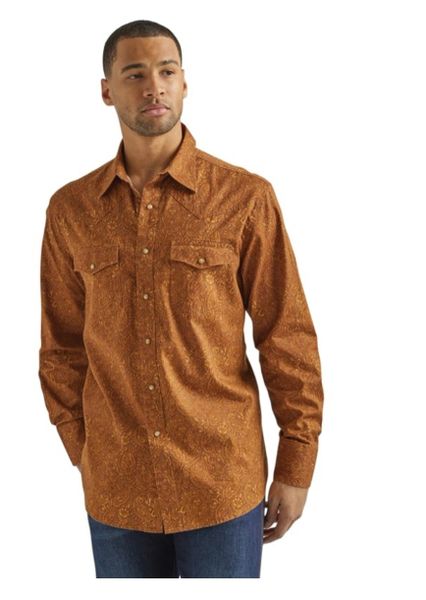 Wrangler Mens Way Out West Raw Hide Long Sleeve Shirt