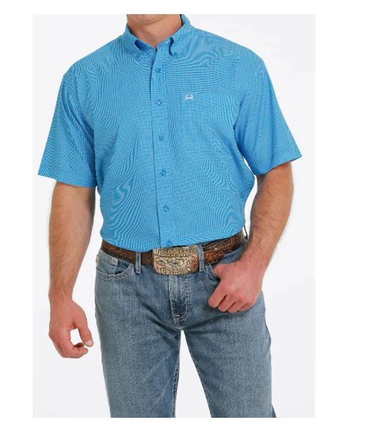 Cinch® Men's Arena Flex Dotted Blue Button Down Shirt