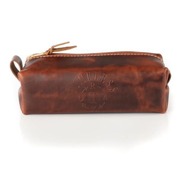 Dopp Bag Leather Dopp Bag With Timeless Razor Logo Oxford Brown