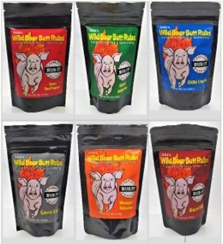 Wild Boar Caramelizing Butt Rubs, 6 pack Sampler