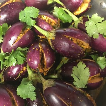 Stuffed baby eggplant