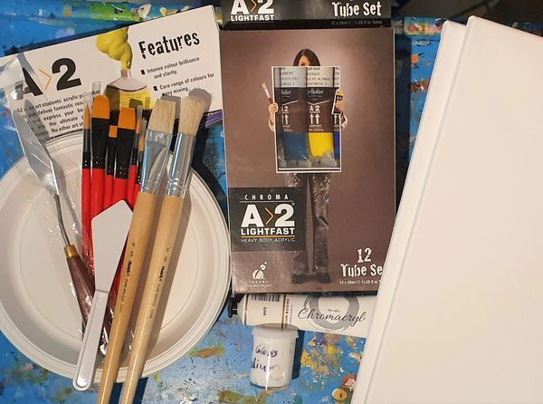 Art starter pack A2 Heavy bodied light fast acrylics