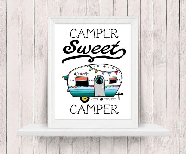 Camper Sweet Camper, Happy Campers, camper art, rv art