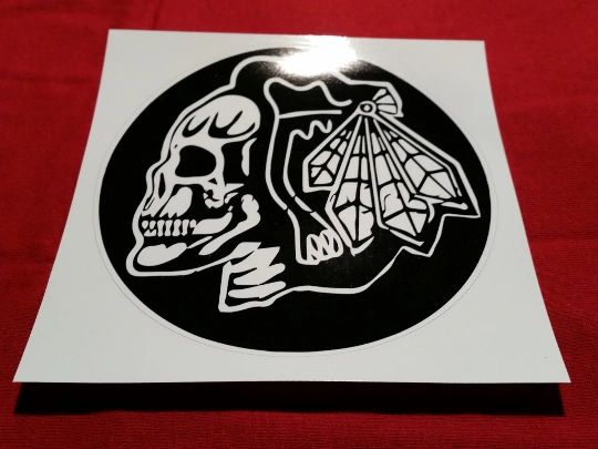 Chicago BlackHawks Black and White Grateful Dead Sticker Steal your Face Vinyl 5" decal
