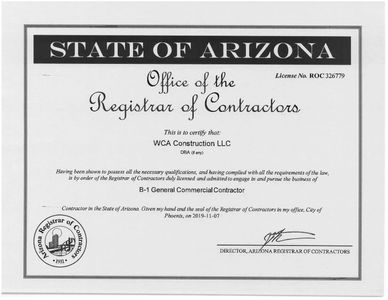 WCA Construction General Commercial Contractor ROC# 326779