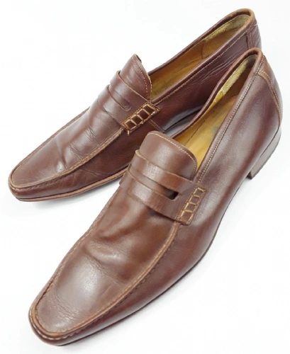 mens italian vintage leather slip on shoes size uk 9.5