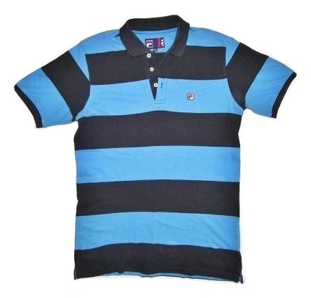 classic vintage fila stripe rugby polo shirt size L