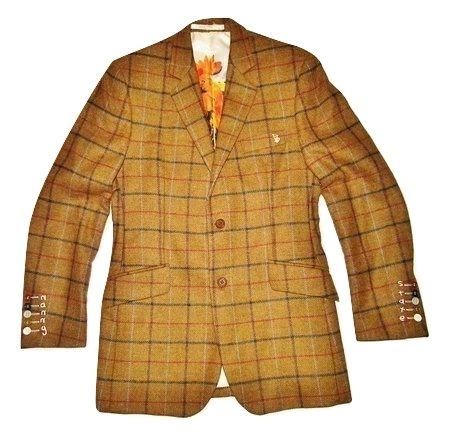 mens quality retro style blazer checked wool size uk M