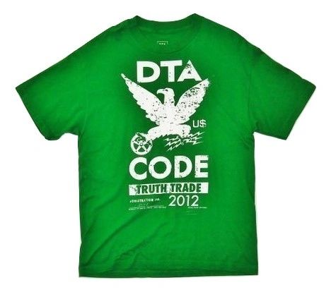 mens classic retro DTA tshirt green size L-XL