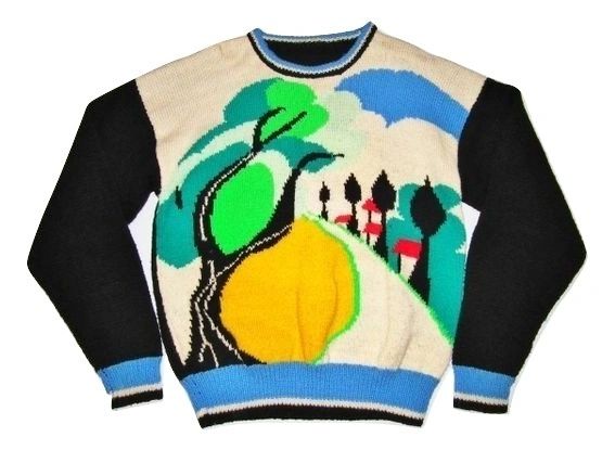 true classic vintage chunky knitt clarice cliff sweater size L-XL