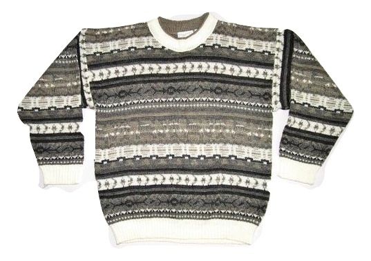 UK M true vintage mens jumper pattern knitted grey