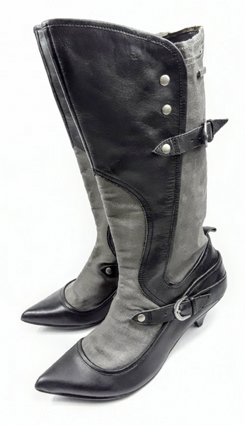 SIZE 4 womens boots vintage leather grey