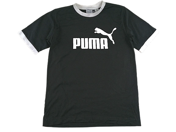 UK S vintage t-shirt puma Black retro 90's