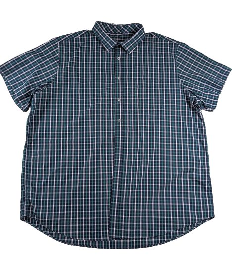 UK XXXL men's vintage shirt check blue cotton