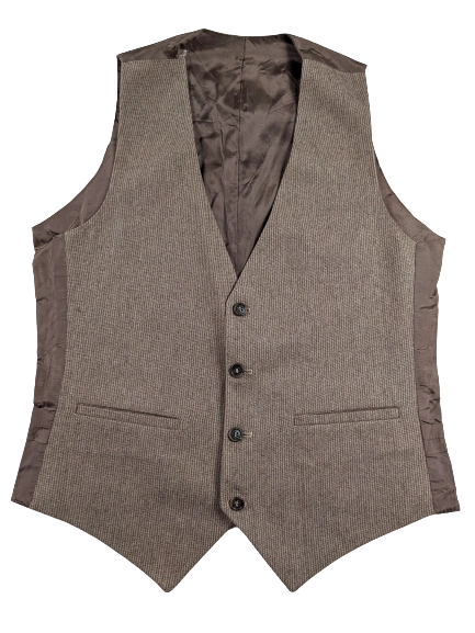 UK M mens vintage waistcoat brown wool silk