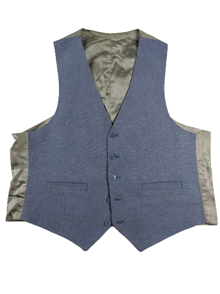 UK L men's vintage waistcoat silk grey flex