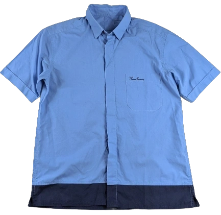 UK S-M mens vintage shirt Burberry blue
